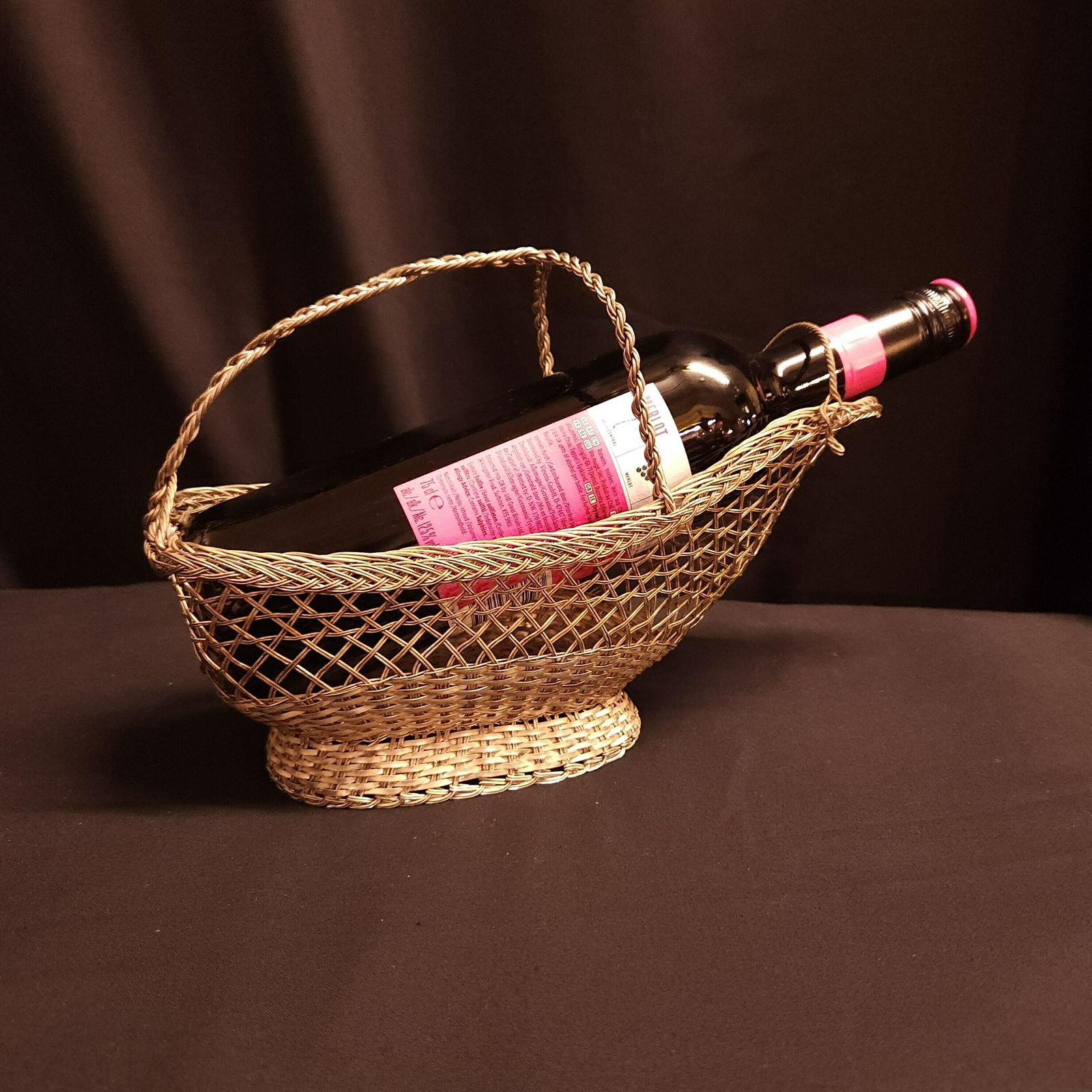 Vintage French Silverplated Wire Wine Bottle Holder photo furniture