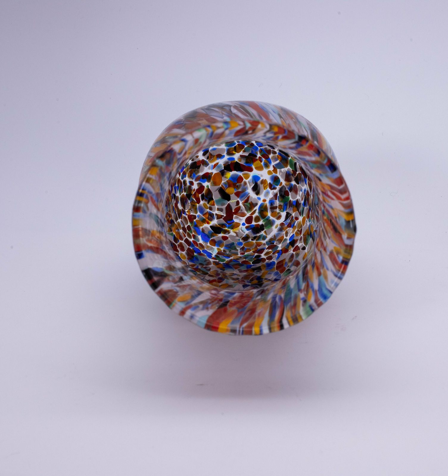 photo furniture Indianopolis, Murano Glasses Vase Color "Millefiori", Model Goto, Handmade, Murano Glass Made In Italy