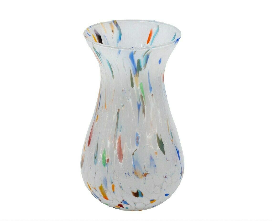 San Diego, Murano Glasses Vase Color "White", Model Simone Small, Handmade, Murano Glass Made In Italy