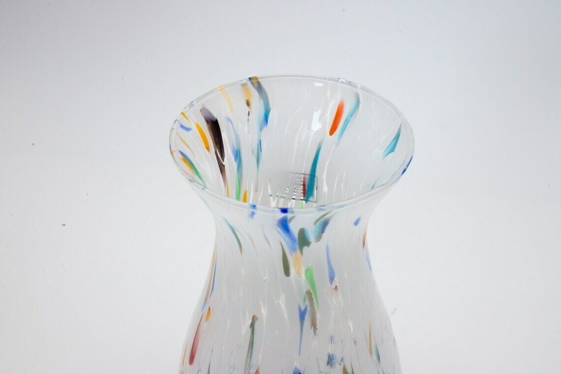 San Diego, Murano Glasses Vase Color "White", Model Simone Small, Handmade, Murano Glass Made In Italy photo for sale