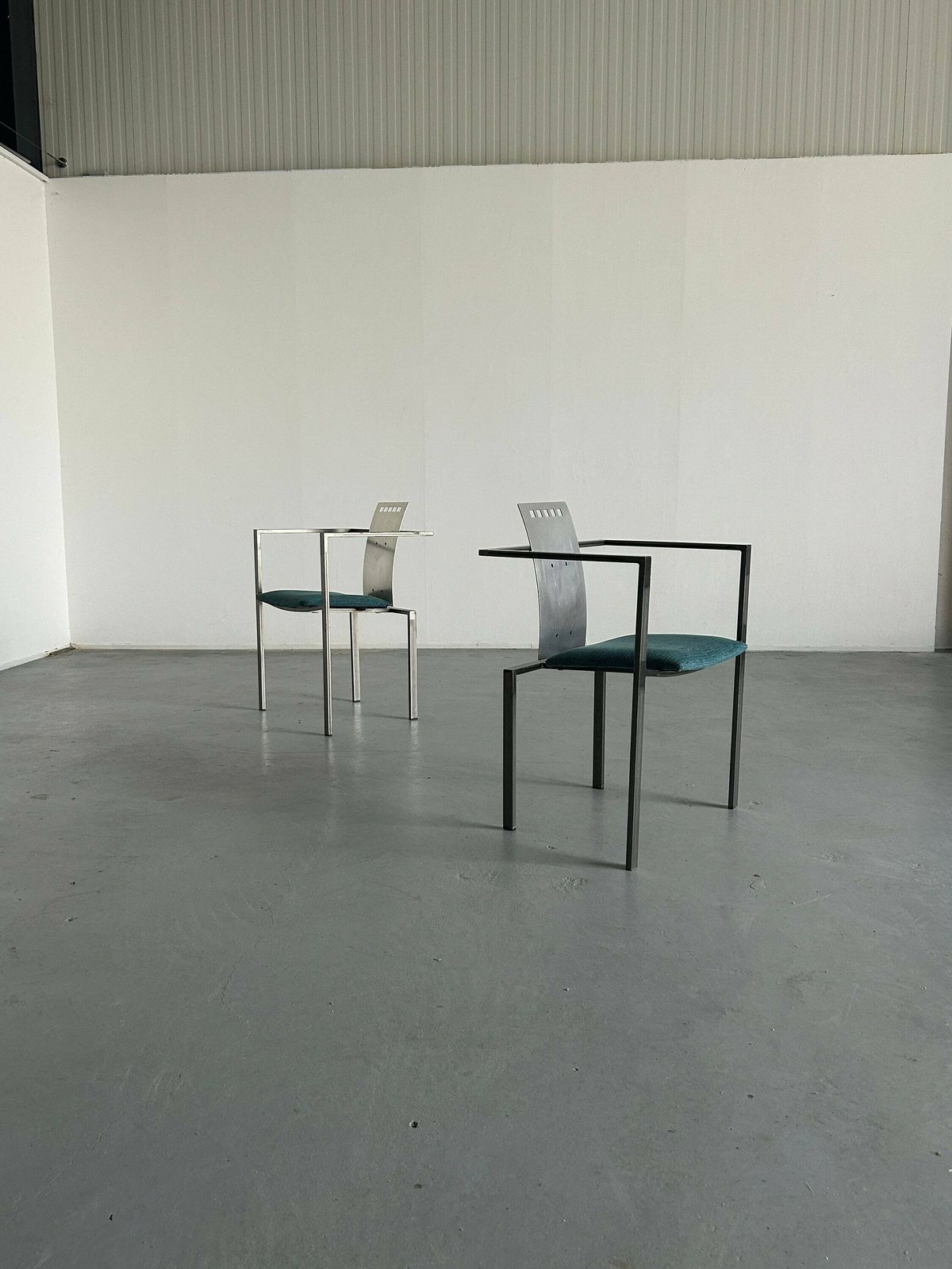 1 Of 2 Memphis Design Postmodern Geometrical Chairs By Karl Friedrich Förster For Kff, 1980s Germany, Industrial Design photo furniture