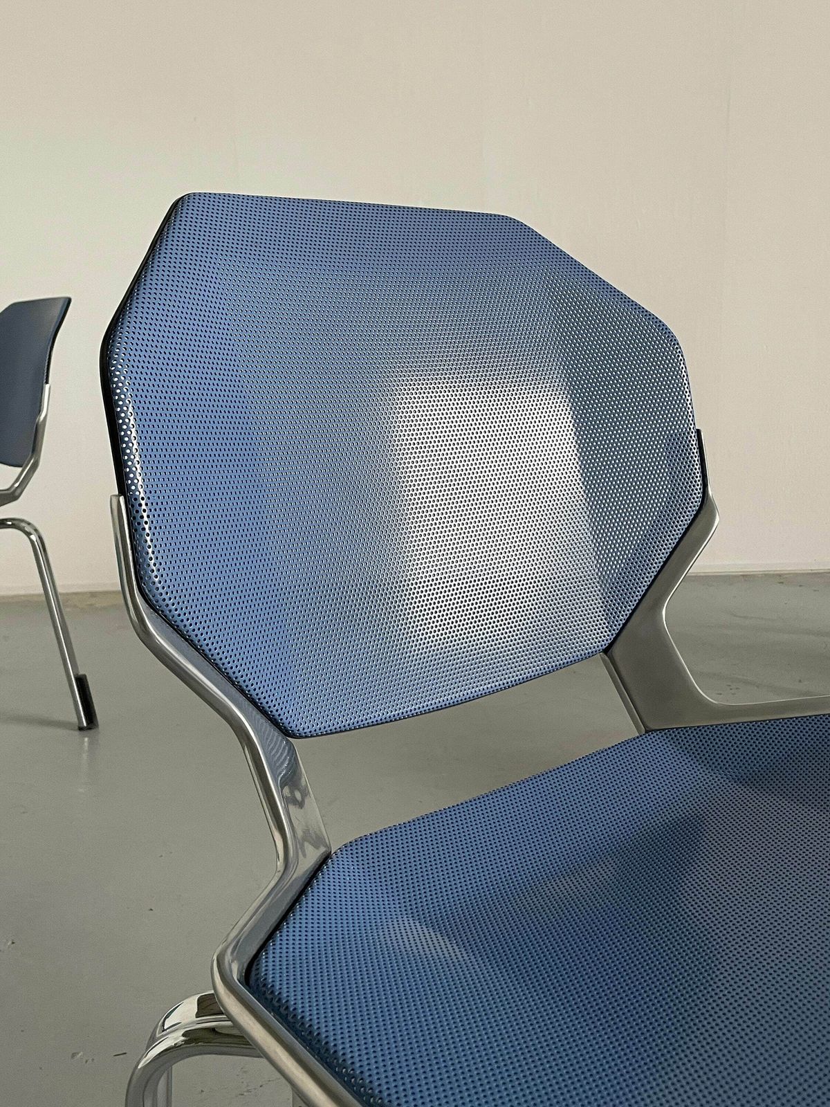 Space Age Futuristic Octagonal Metal Stackable Dining Chairs Or Visitor Office Chairs By Fröscher Sitform, 1990s Germany photo vinterior