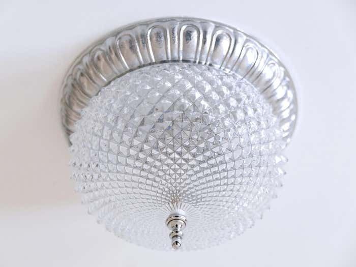 Mid Century Modern Textured Glass Ceiling Lamp By Sölken Leuchten Germany 1970s photo for sale