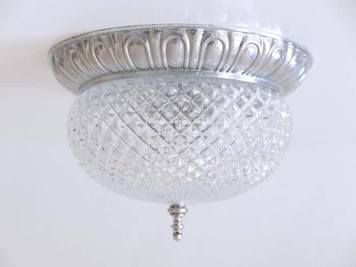 Mid Century Modern Textured Glass Ceiling Lamp By Sölken Leuchten Germany 1970s photo vinterior