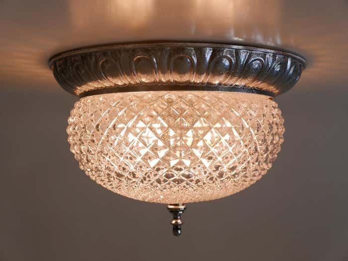 Mid Century Modern Textured Glass Ceiling Lamp By Sölken Leuchten Germany 1970s photo buy