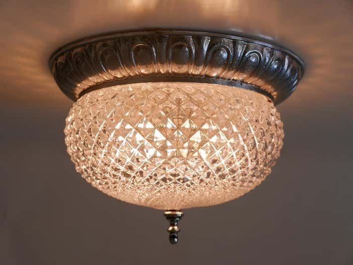 photo furniture Mid Century Modern Textured Glass Ceiling Lamp By Sölken Leuchten Germany 1970s