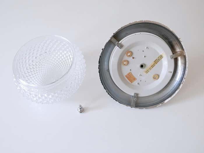 photo buy Mid Century Modern Textured Glass Ceiling Lamp By Sölken Leuchten Germany 1970s