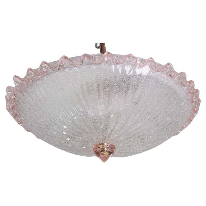 Italian Pink Murano Glass Ceiling Fixture, Murano, 1960