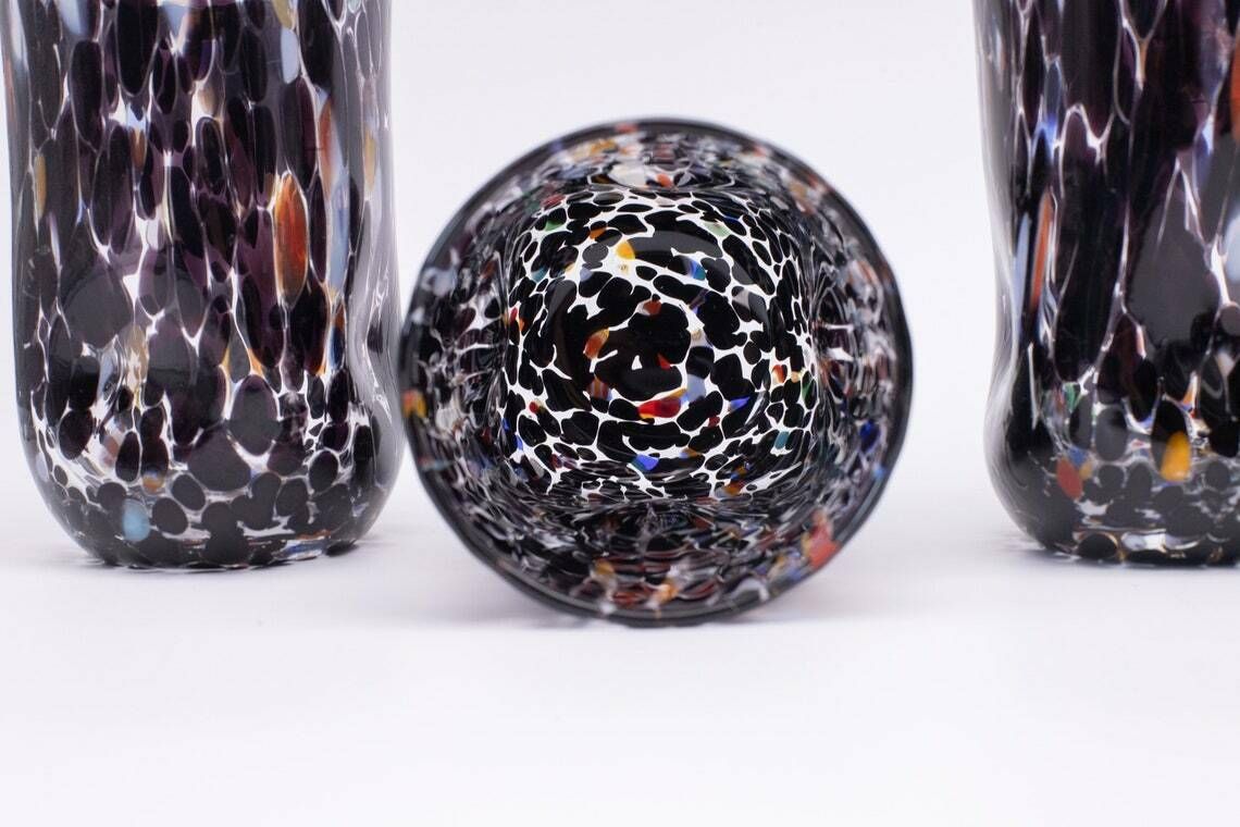 Atlanta, Set Of 6 Murano Glasses Color "Black" Handmade, Murano Glass Made In Italy photo vinterior