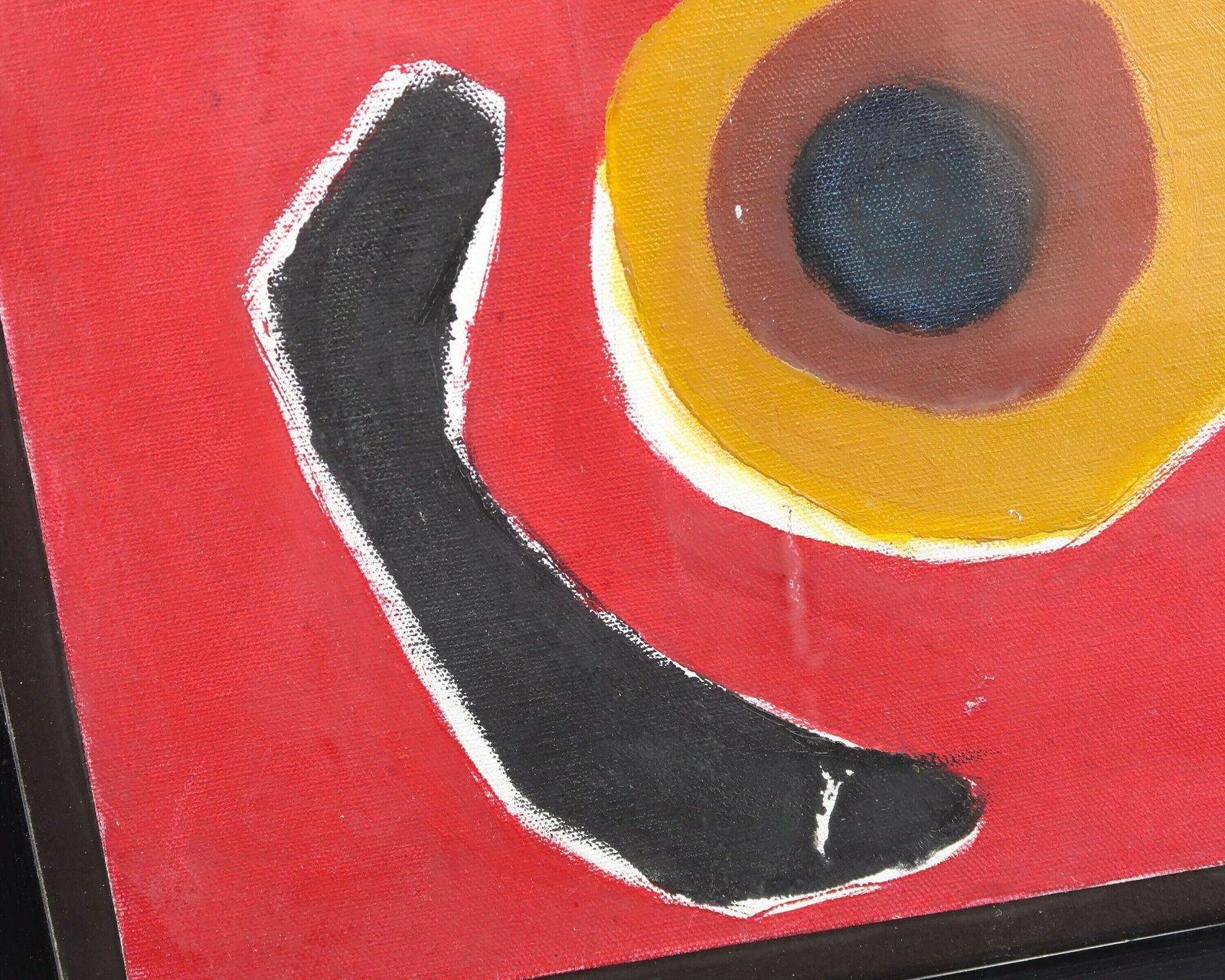 French Signed Abstract Painting, 1980s / Sun, Red, Abstraction, Art photo furniture