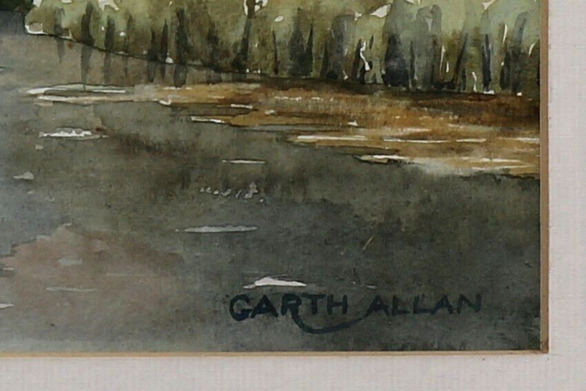 Watercolour By Garth Allan. Fishing On A River photo for sale