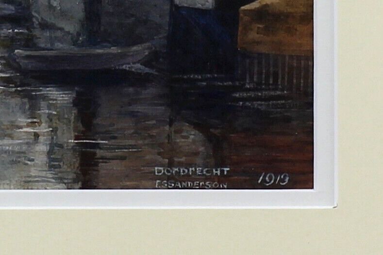 Watercolour By Frank S Sanderson. Titled "Dordrecht" photo for sale