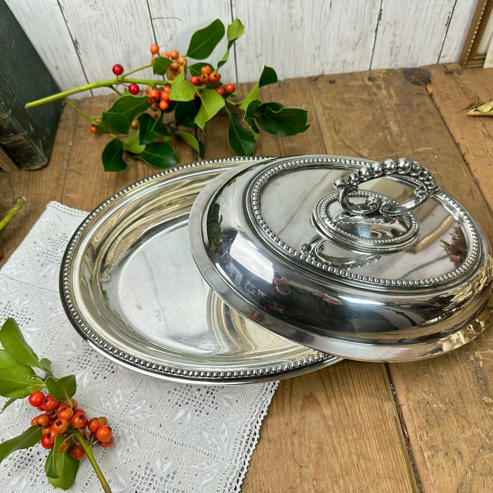 Stunning Sliver Plated Edwardian Oval Entrée Dish Serving Dish photo Home Decor