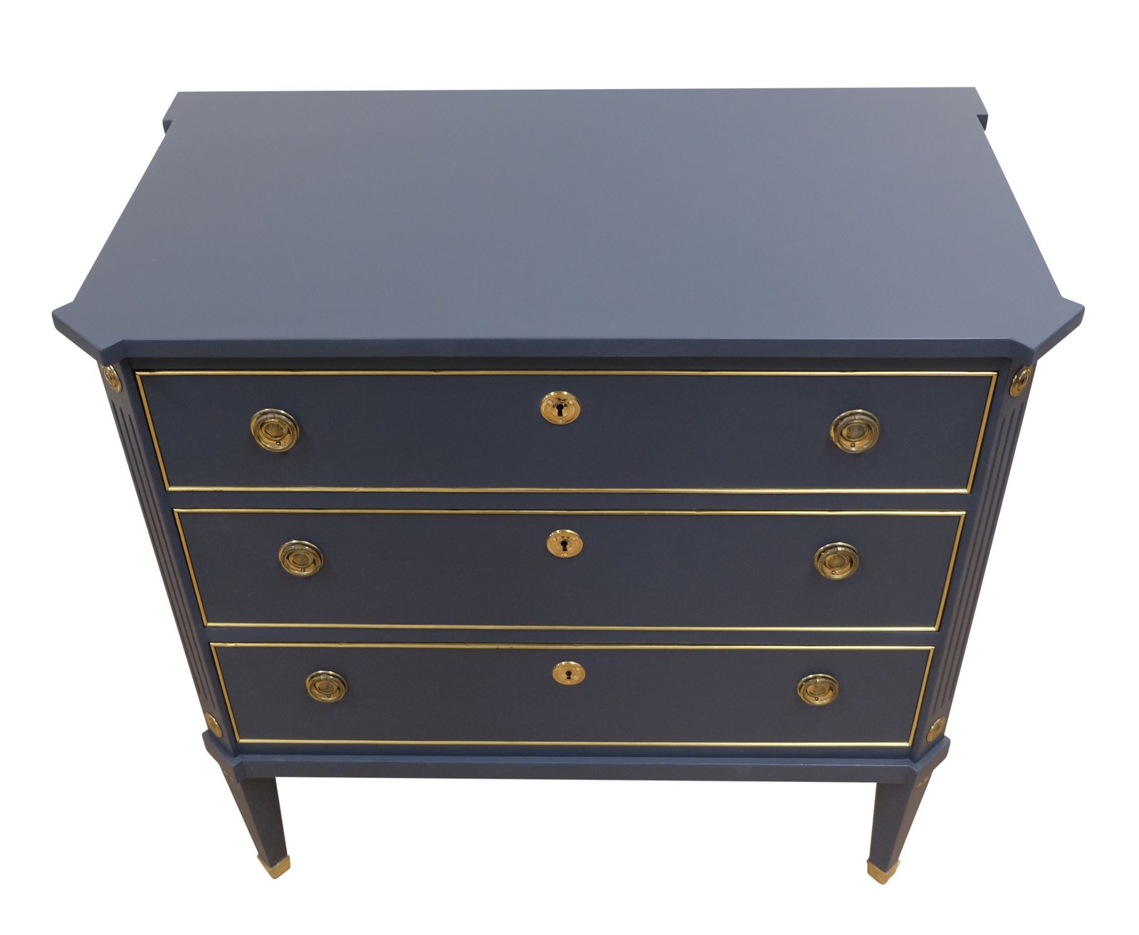 Gustavian Style 3 Drawer Chest Painted  Mifnight Blue photo vinterior