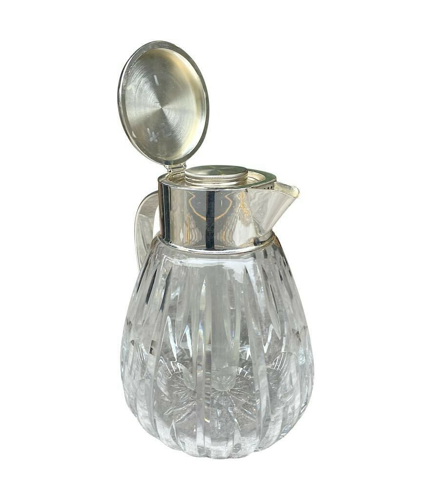 A 1960s German Crystal And Silver Plated Lemonade Jug With Central Ice Tube photo Home Decor
