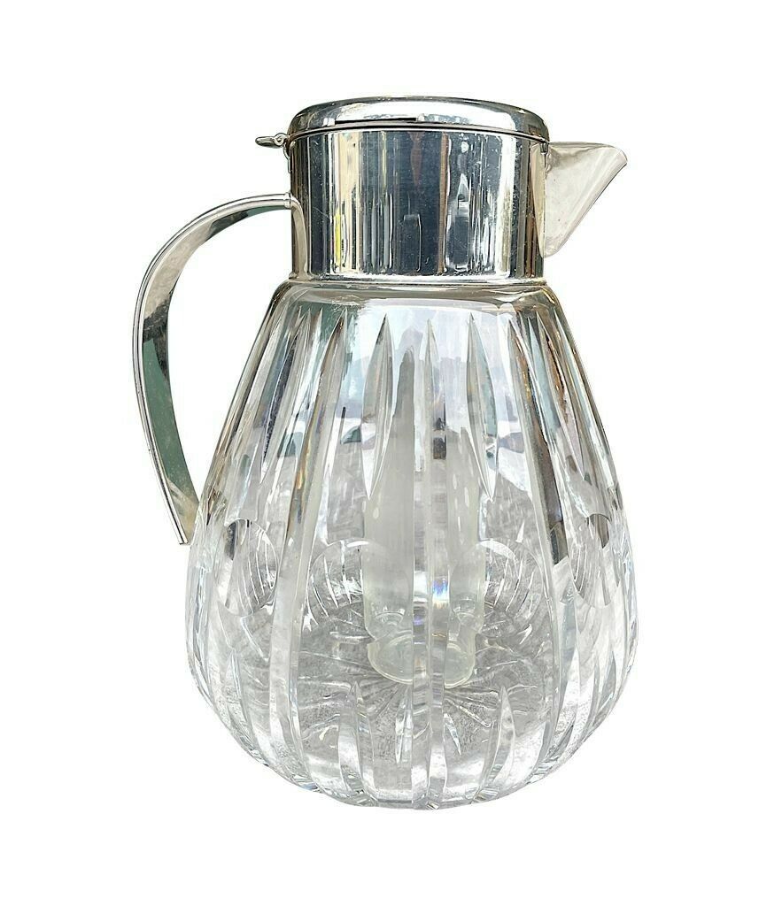 A 1960s German Crystal And Silver Plated Lemonade Jug With Central Ice Tube photo buy