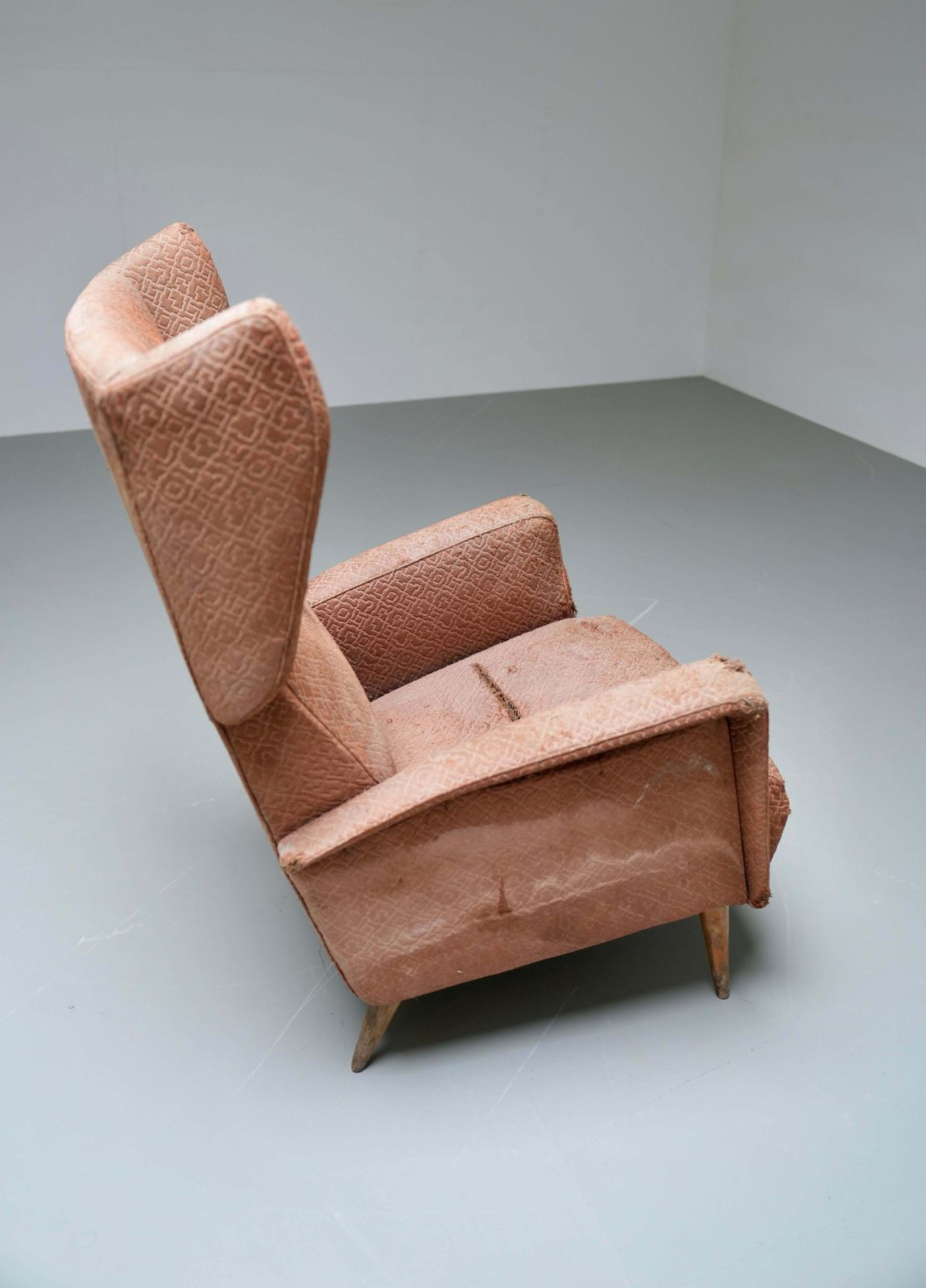 Gio Ponti Armchair 820 For Hotel Royal Napoli In Wood And Fabric, Italy, 1953 photo 8579.0