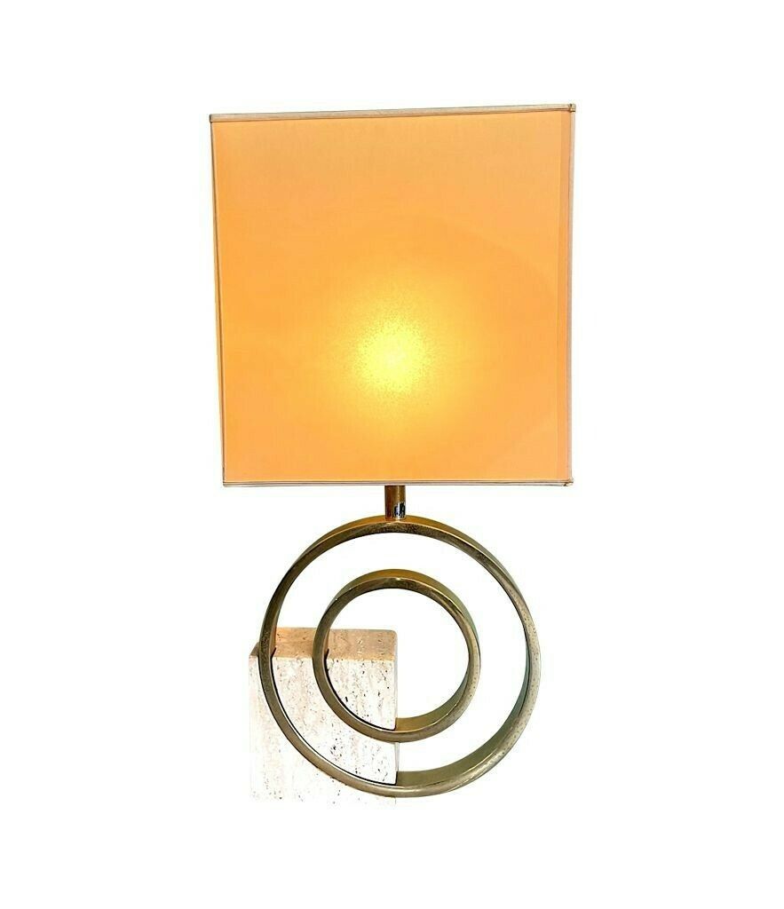 An Italian 1970s Sculptural Travertine And Brass Lamp By Giovanni Banci photo vinterior