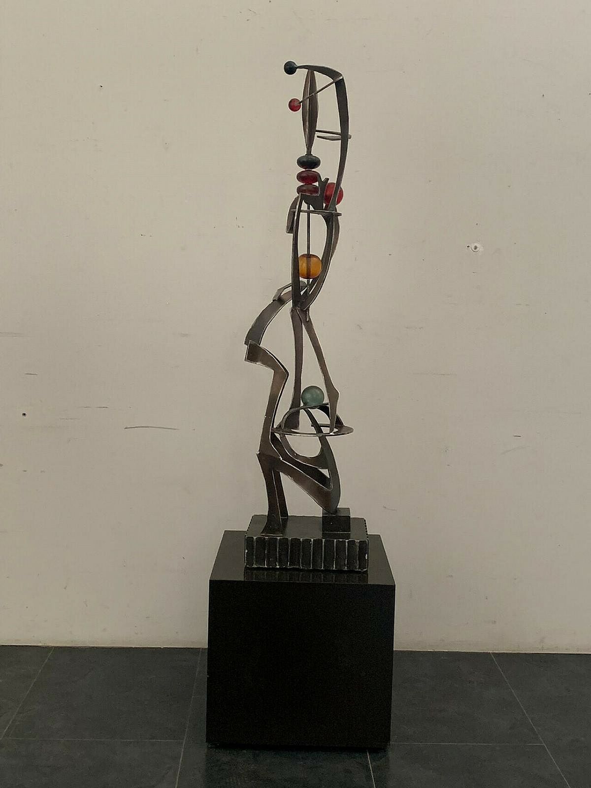 Futuristic Juggler Sculpture Made Of Wrought Iron And Coloured Resin, 1960s photo furniture