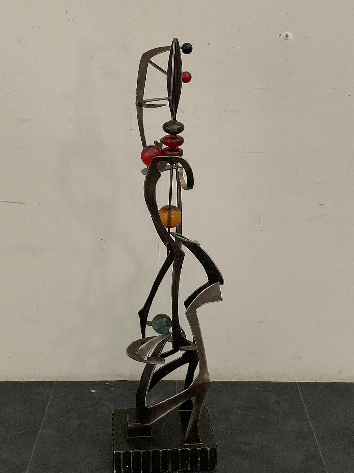 Art Futuristic Juggler Sculpture Made Of Wrought Iron And Coloured Resin, 1960s photo