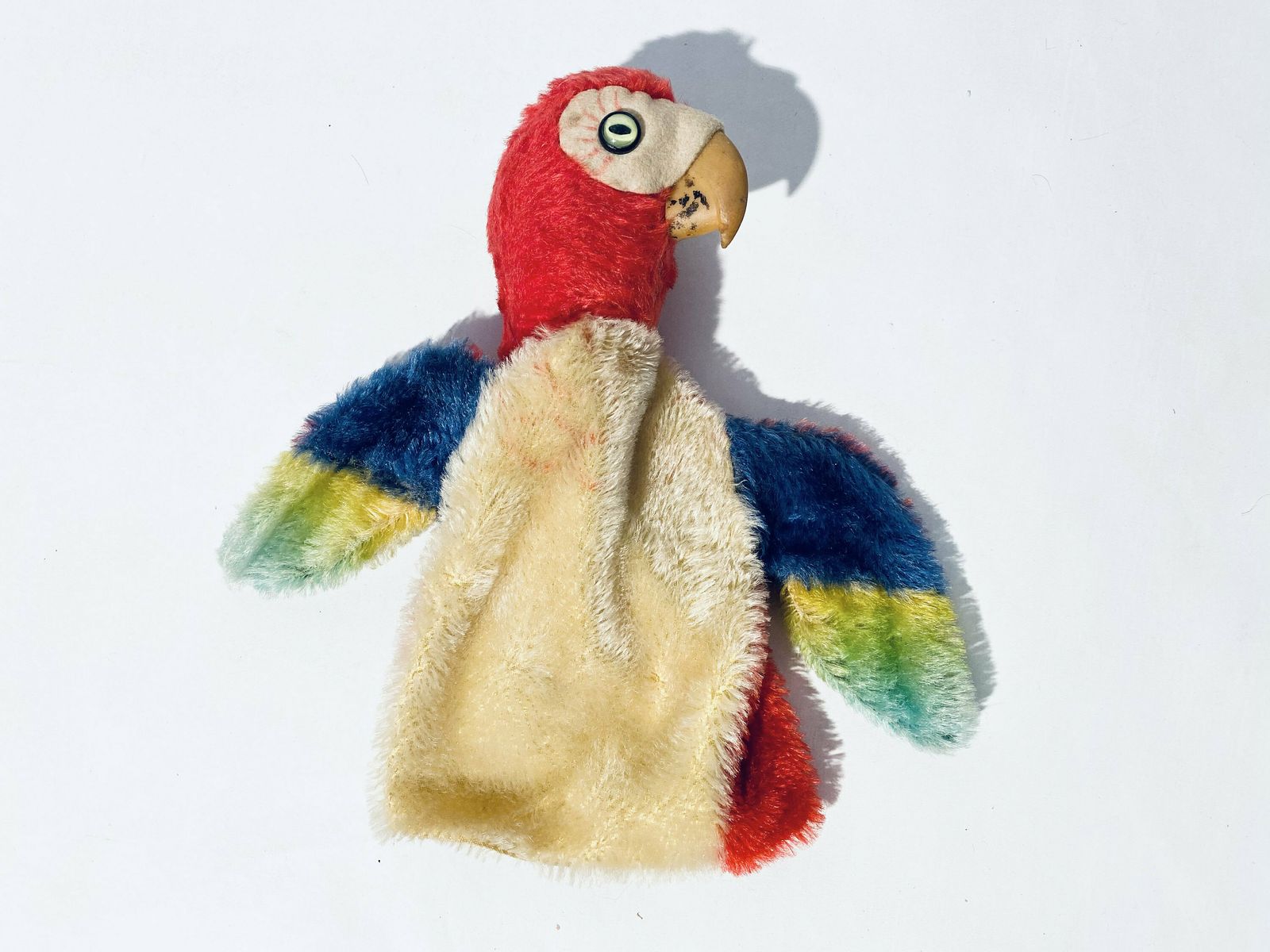 Vintage Steiff Stuffed Hand Puppet Parrot Toy 1950s Germany