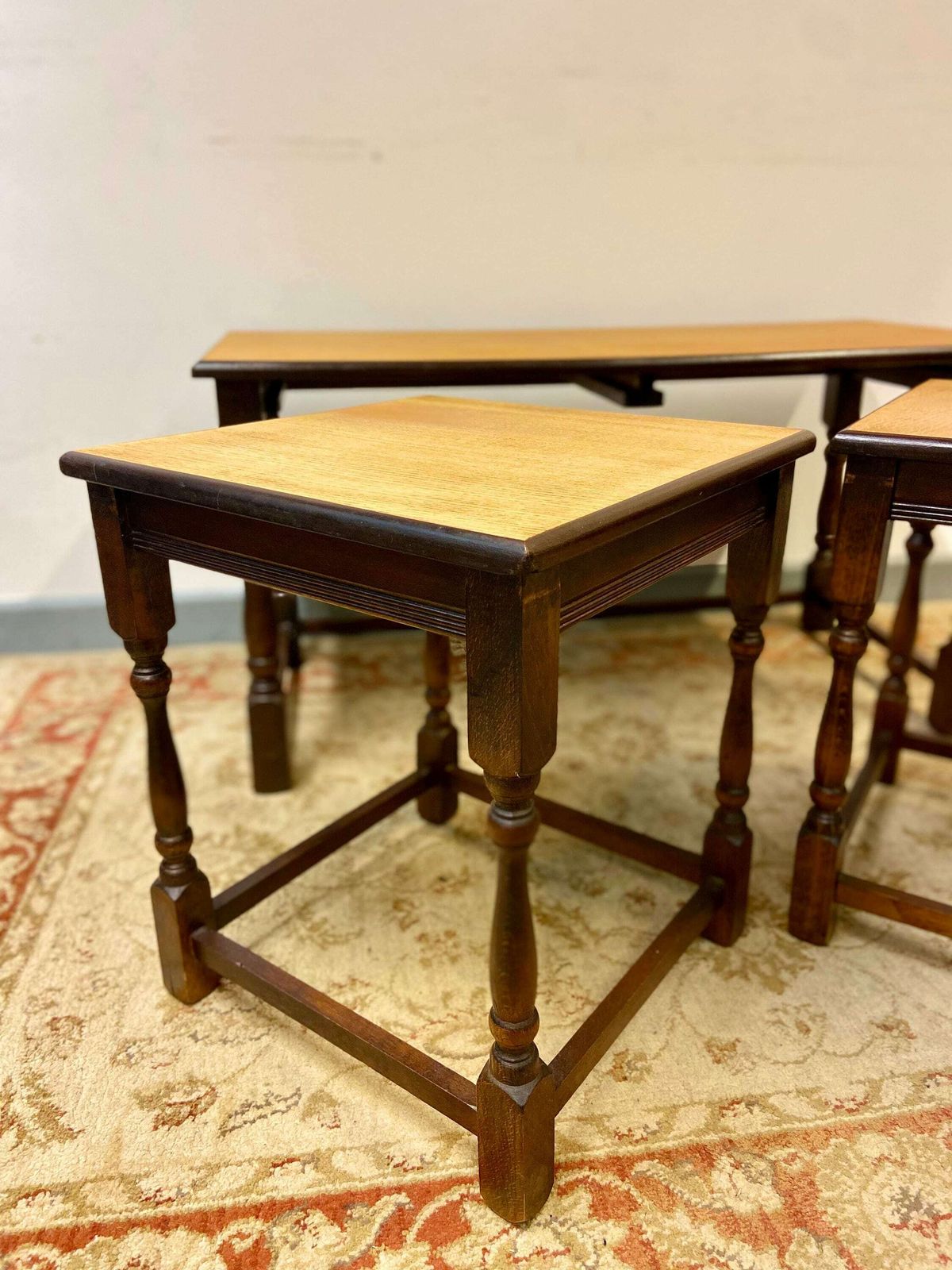 Antique Style Large Wooden Coffee Nest Of Tables / Made In England C1970 photo buy