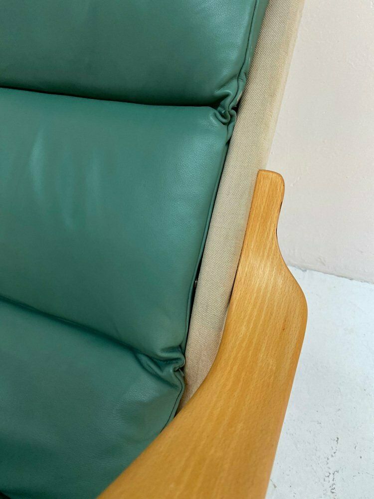 Pernilla 69 Armchair In Green Leather By Bruno Mathsson For Dux, 1960s photo buy