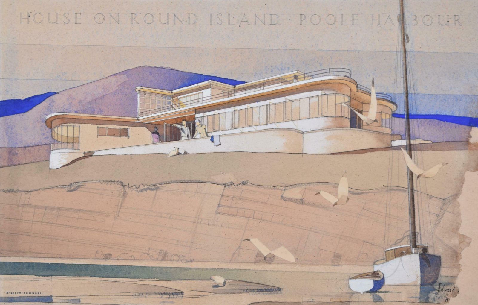 Edward Maufe Architectural Design For House On Round Island, Poole Harbour By Edward Maufe