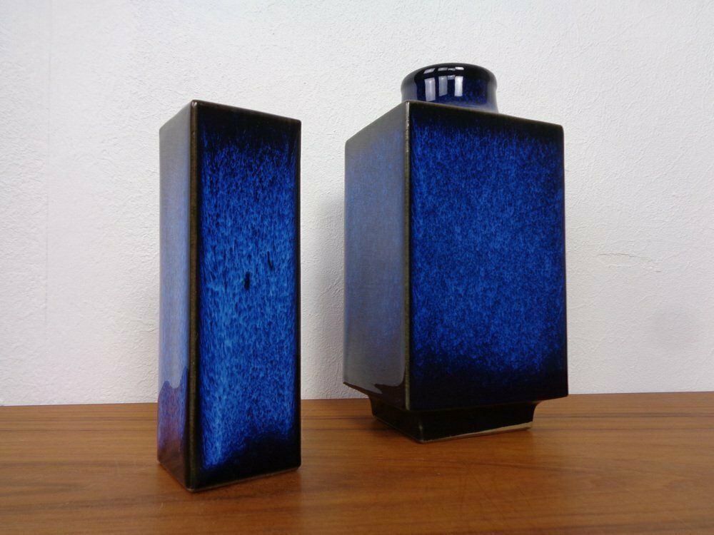 Blue Japanese Ceramic Vases, 1960s, Set Of 2 photo for sale