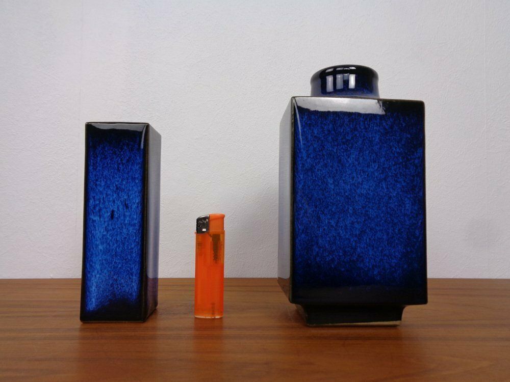 Blue Japanese Ceramic Vases, 1960s, Set Of 2 photo 385.0