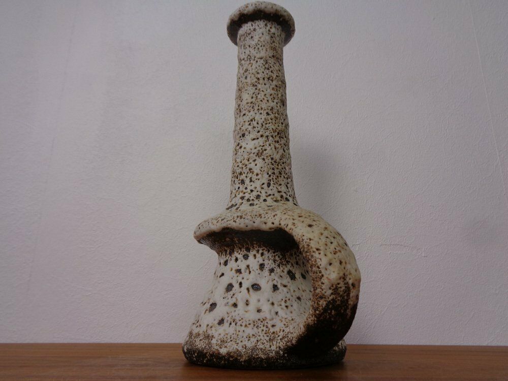 Dutch Studio Ceramic Lava Vase With Handle By Marius & Hugo Van Woerden For Vest, 1970s photo for sale