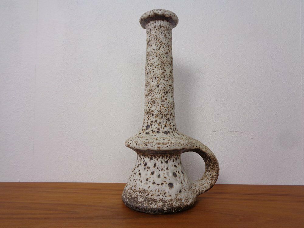 Dutch Studio Ceramic Lava Vase With Handle By Marius & Hugo Van Woerden For Vest, 1970s photo Home Decor