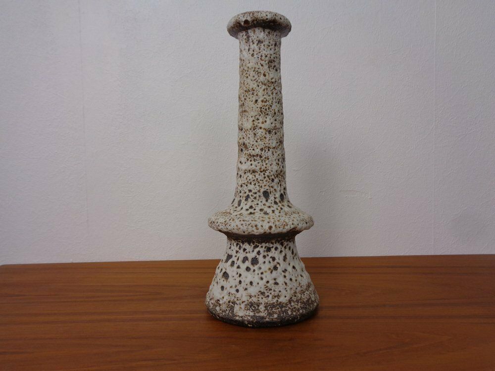 Dutch Studio Ceramic Lava Vase With Handle By Marius & Hugo Van Woerden For Vest, 1970s photo 163.0