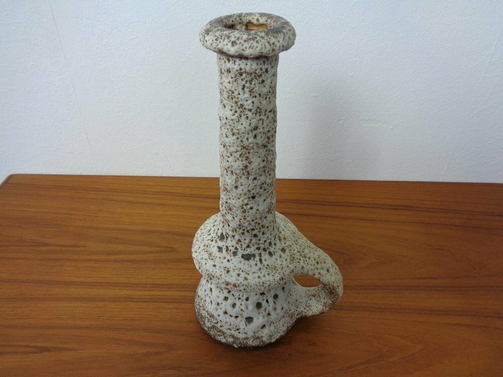 Dutch Studio Ceramic Lava Vase With Handle By Marius & Hugo Van Woerden For Vest, 1970s photo vinterior