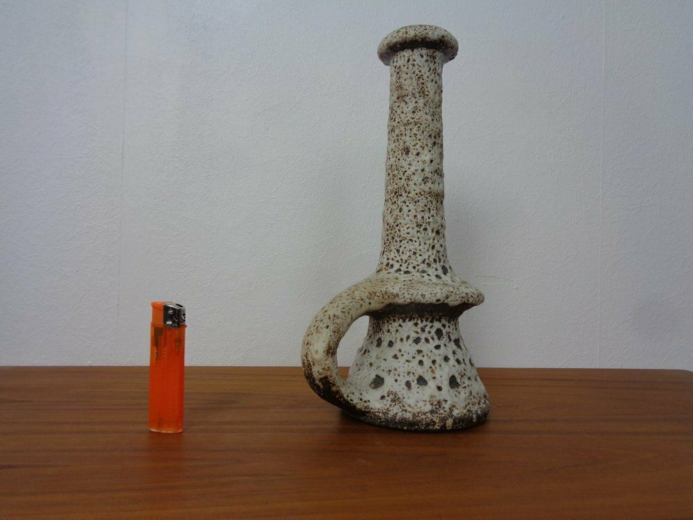 Dutch Studio Ceramic Lava Vase With Handle By Marius & Hugo Van Woerden For Vest, 1970s photo buy