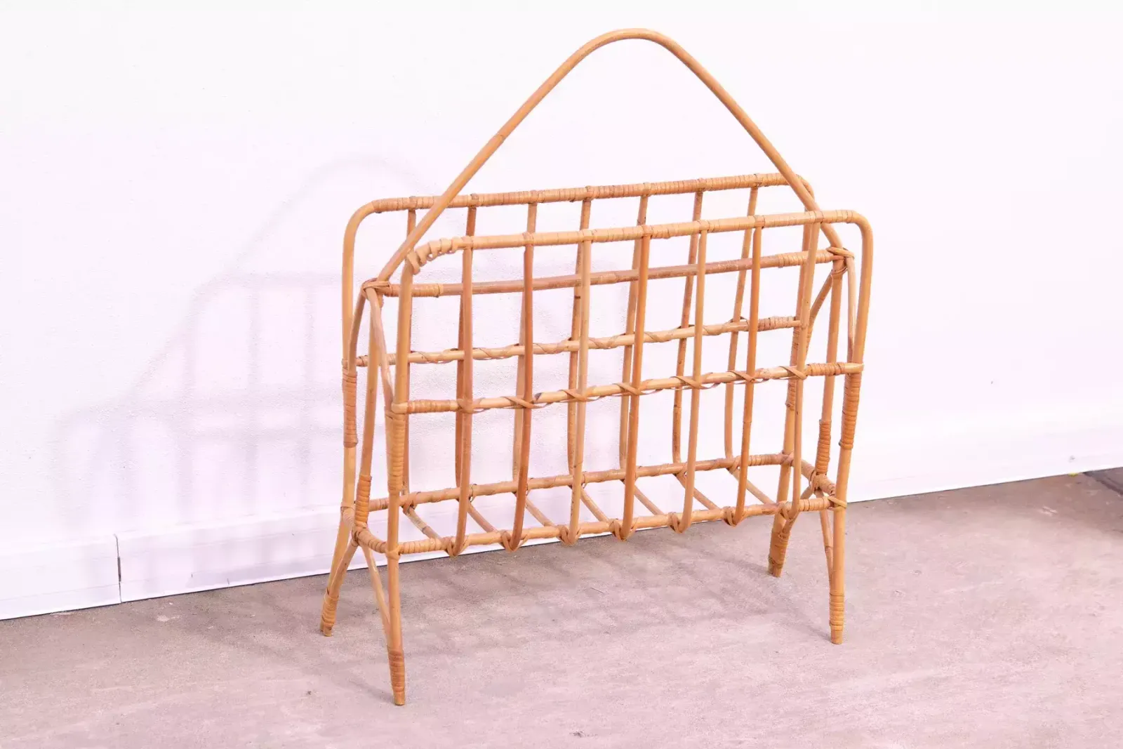 Mid Century Wicker Magazine Rack, Czechoslovakia, 1960´S photo for sale