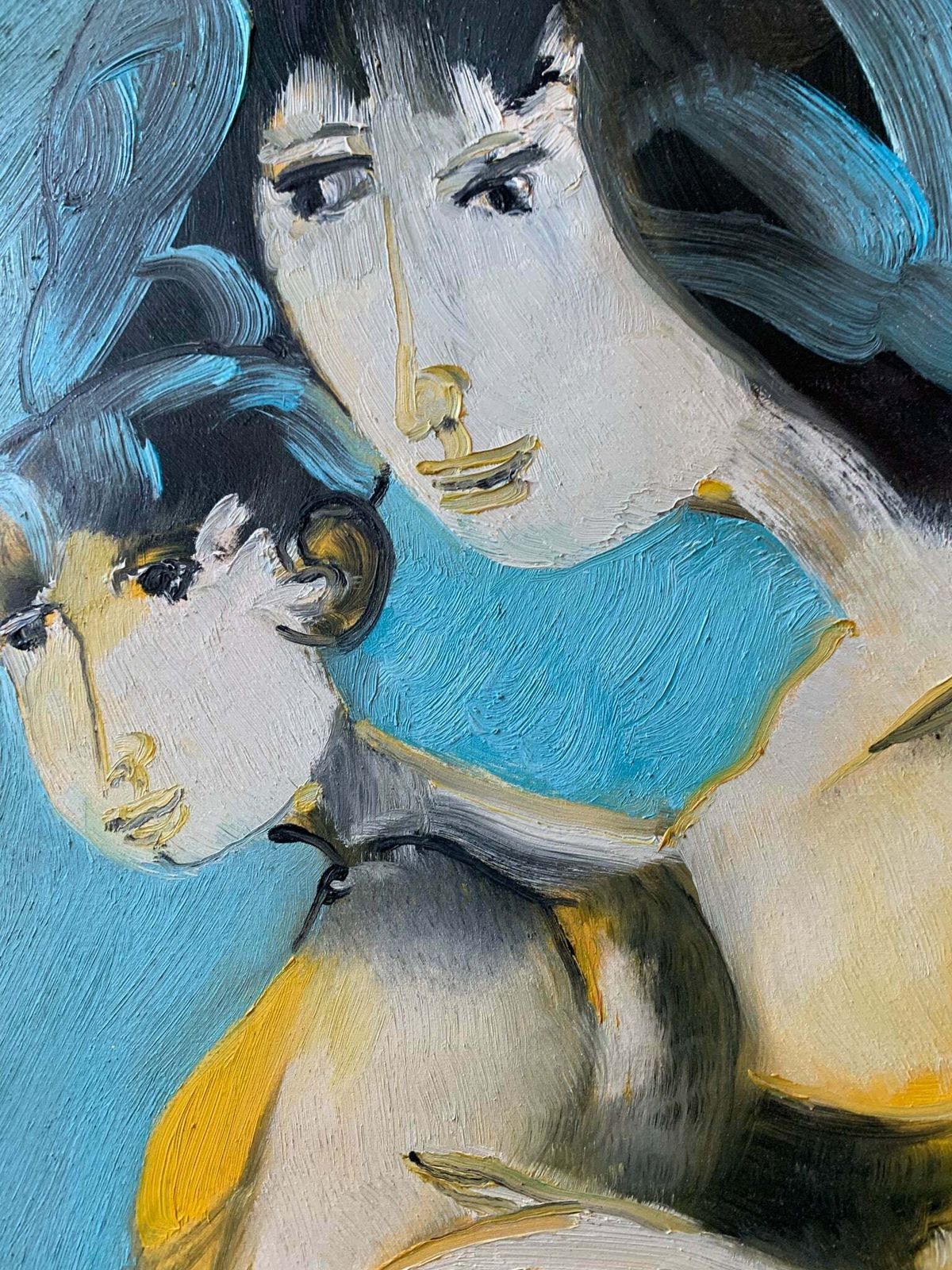 Oil Painting On Canvas By Remo Brindisi Of Maternity From 1970s photo 1290.0