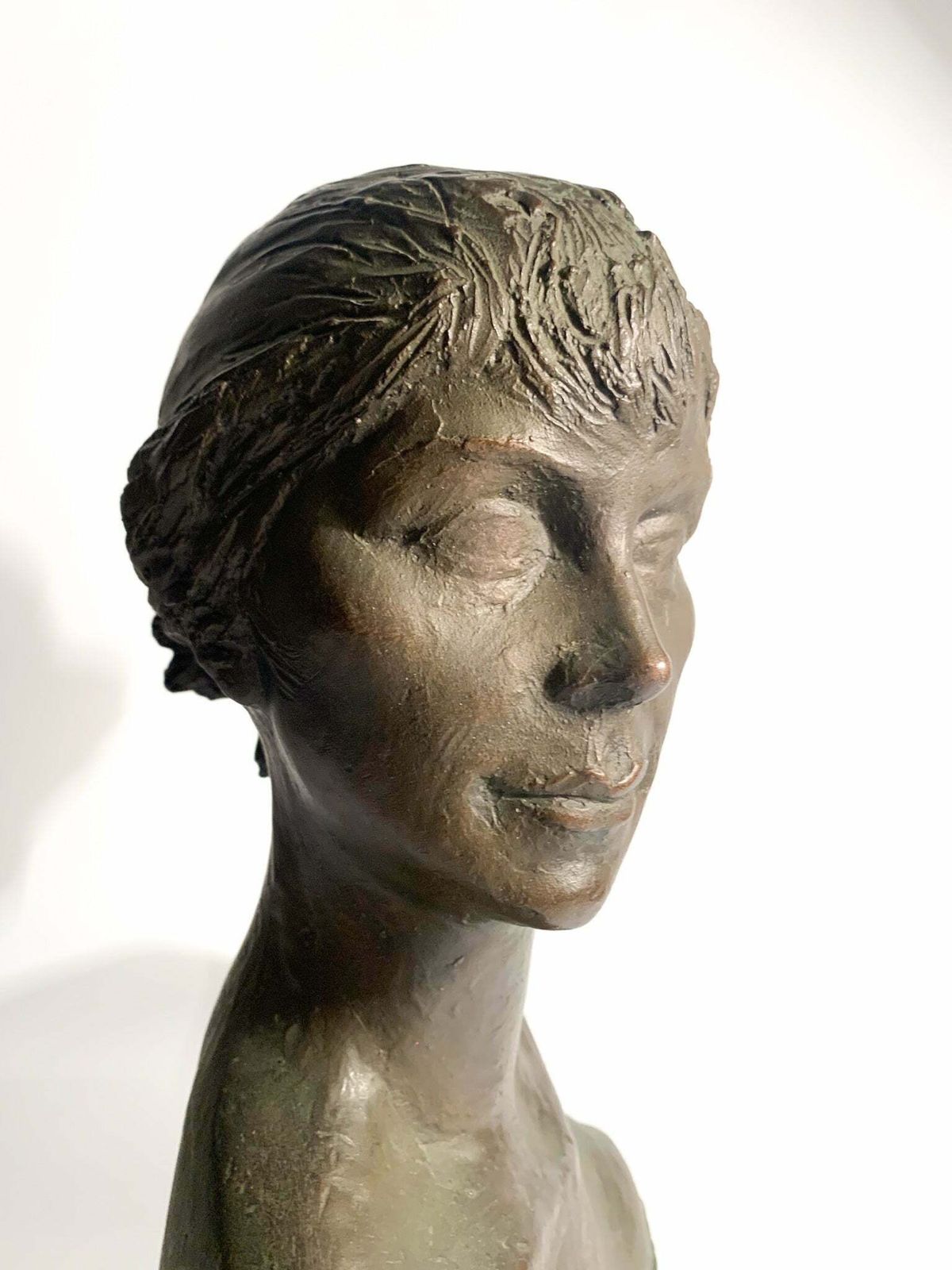 Bust Of A Lady In Lost Wax Bronze Sculpture By Giuseppe Motti, 1950s photo Art