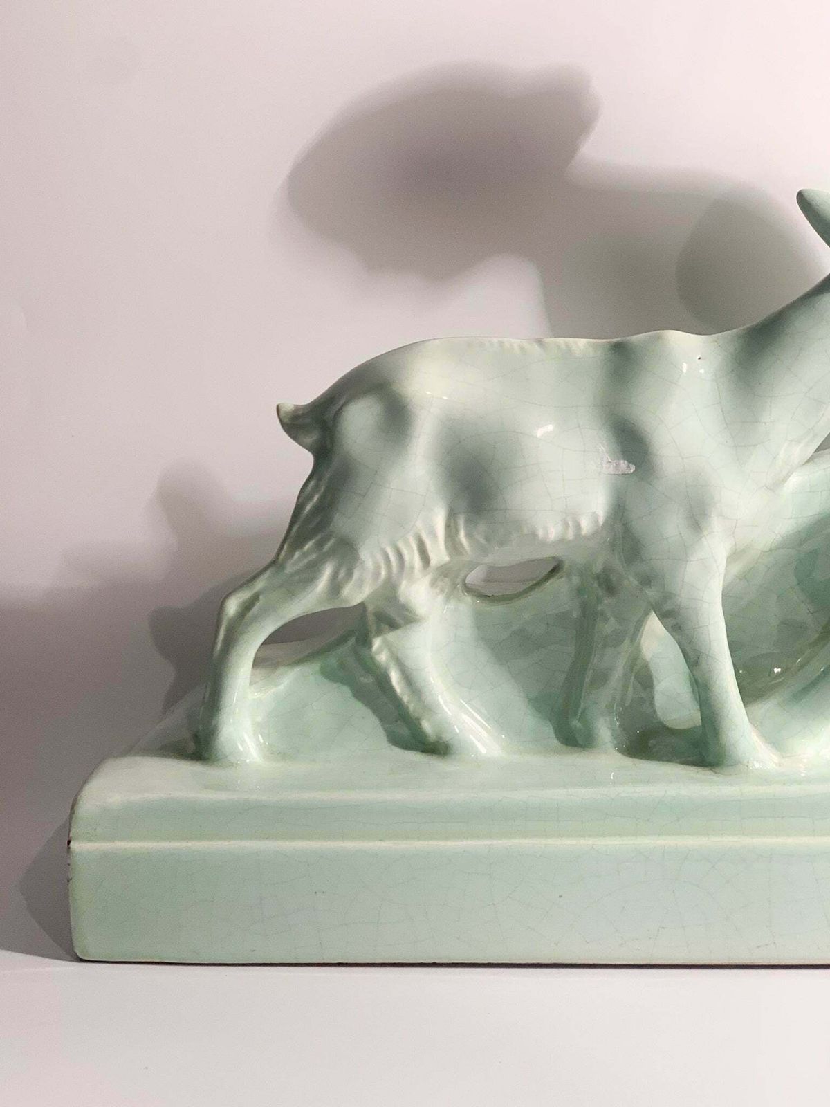 French Ceramic Sculpture Of Diana With Fauna From The 1940s photo Home Decor