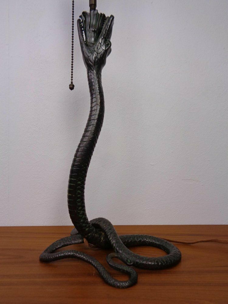 Art Deco Snake Bonze Table Lamp, France, 1920s photo 1883.0