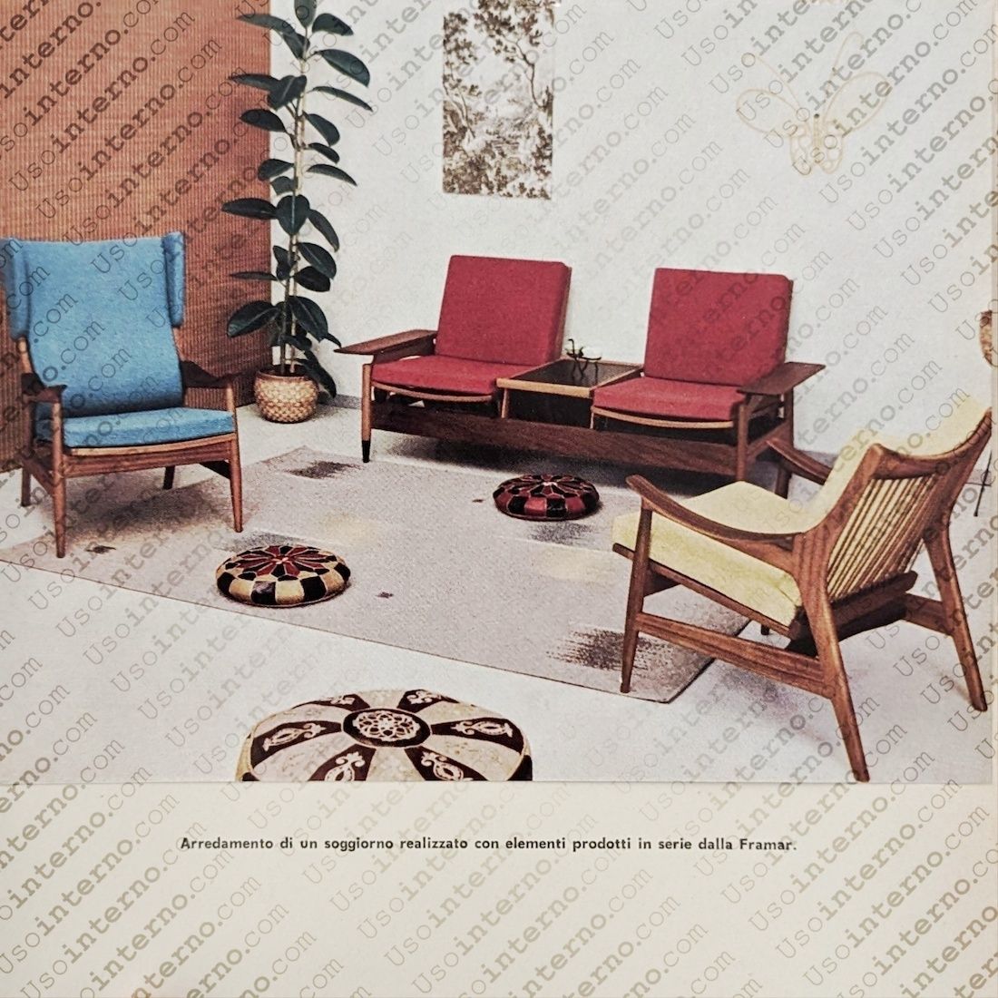 photo furniture Pair Of Armchairs In Wood And White Bouclé By Mario Franchioni For Framar, 1960s