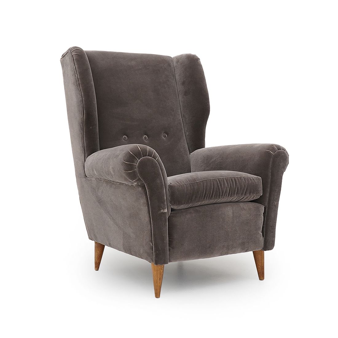 photo buy Pair Of Gray Velvet Armchairs, 1950s