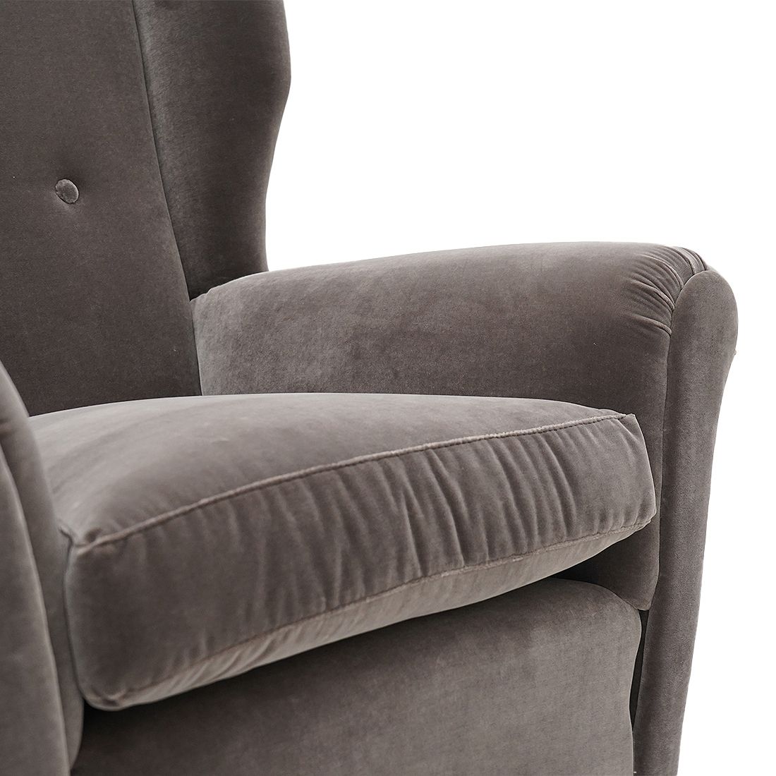 Furniture Pair Of Gray Velvet Armchairs, 1950s photo