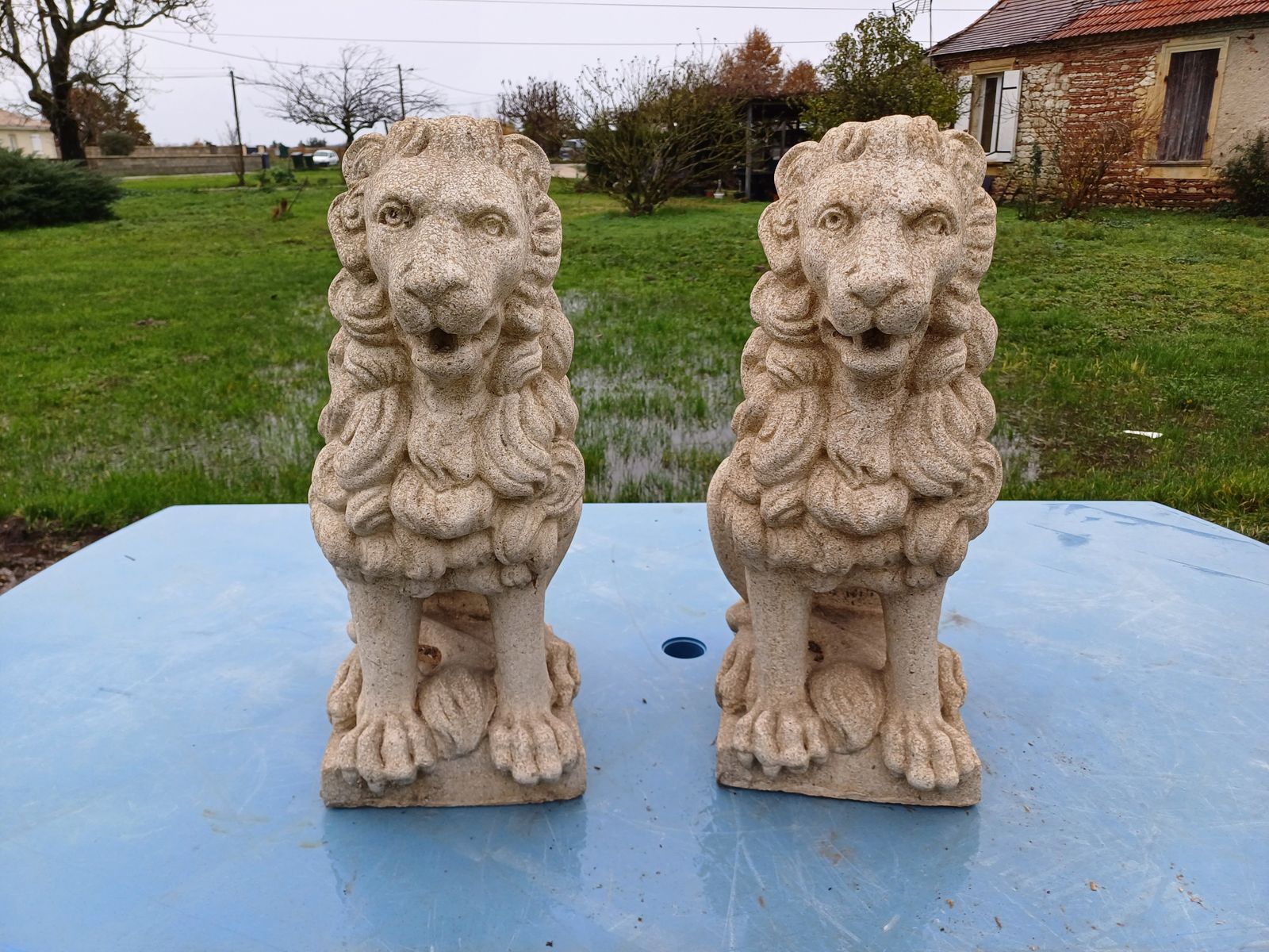 Pair Of Stone Lions, 1950s, Vintage