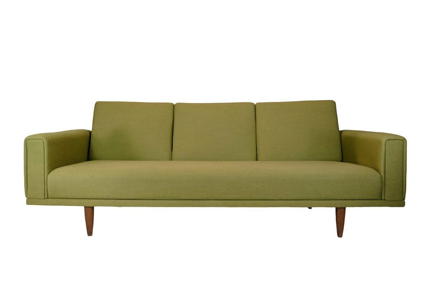 Three Person Sofa In Green Fabric & Oak By Illum Wikkelsø From 1960s photo furniture