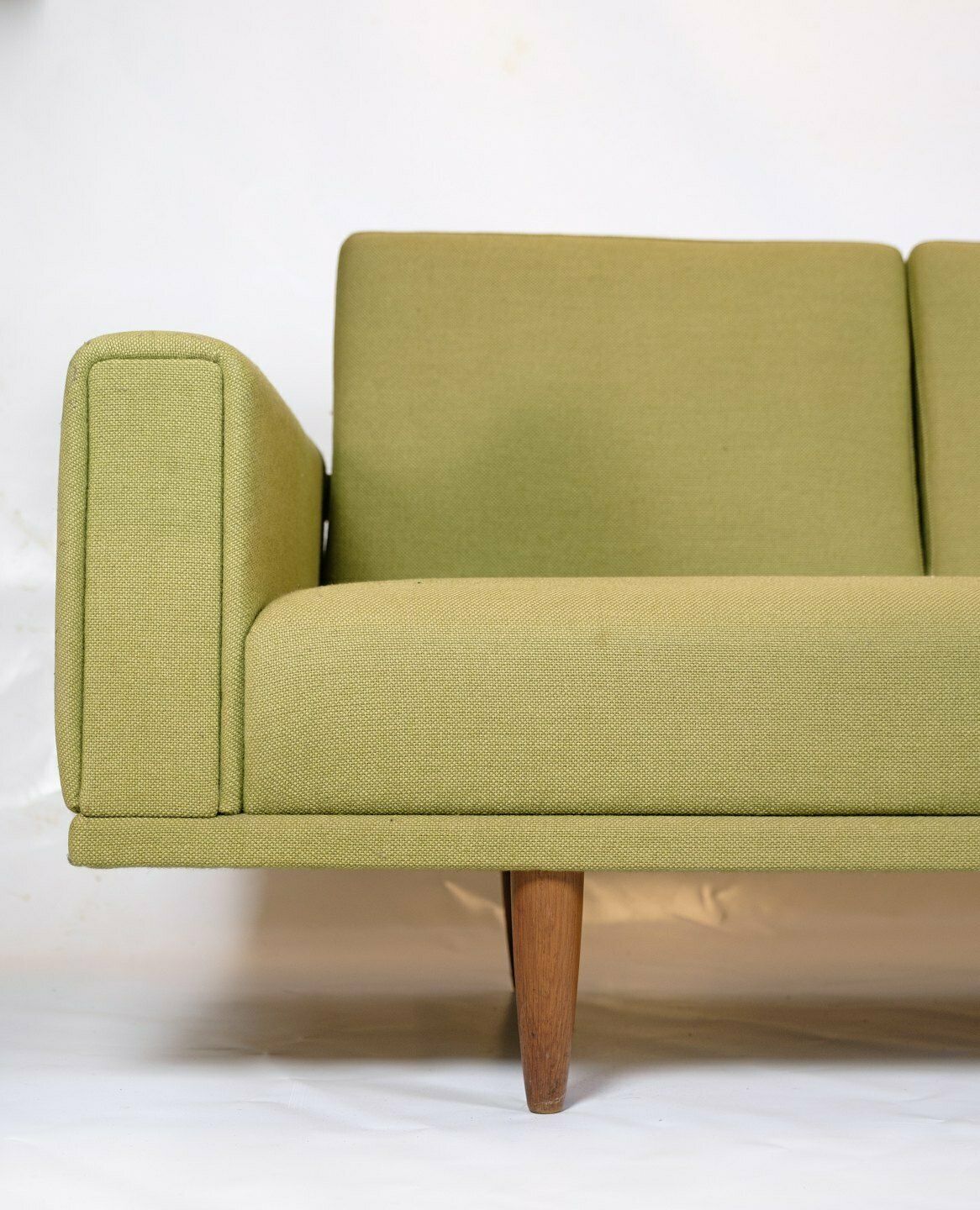 Three Person Sofa In Green Fabric & Oak By Illum Wikkelsø From 1960s photo for sale
