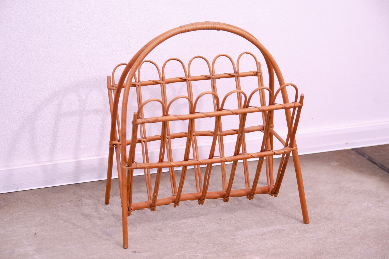 Mid Century Rattan Magazine Rack By Jan Kalous For úluv, 1960´S, Czechoslovakia photo furniture
