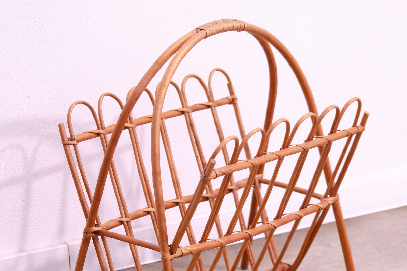 Mid Century Rattan Magazine Rack By Jan Kalous For úluv, 1960´S, Czechoslovakia photo Home Decor