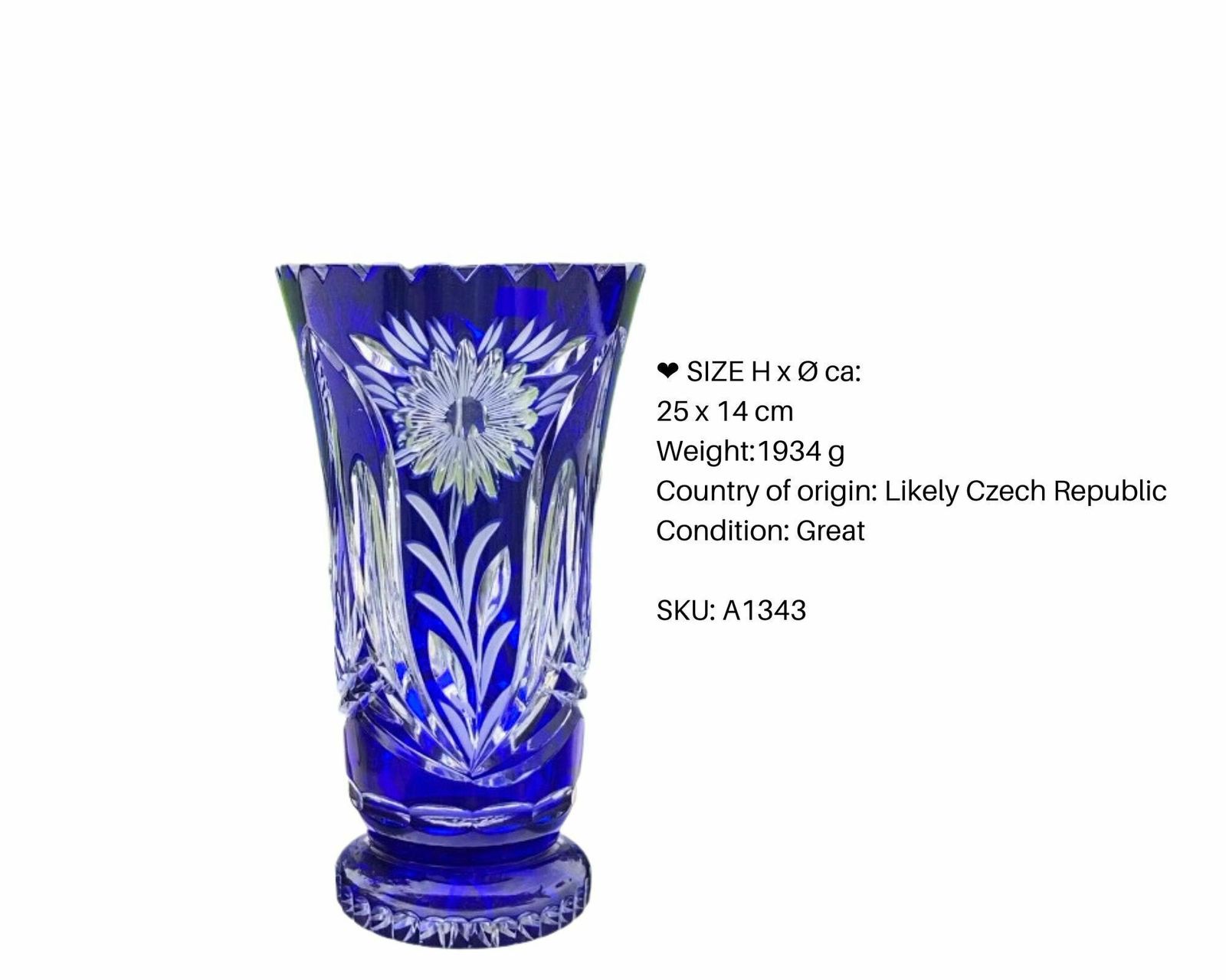 Cut Crystal Large Vase (1pcs) | Vintage Vases | Make A Selection | 1960 1980s photo vinterior