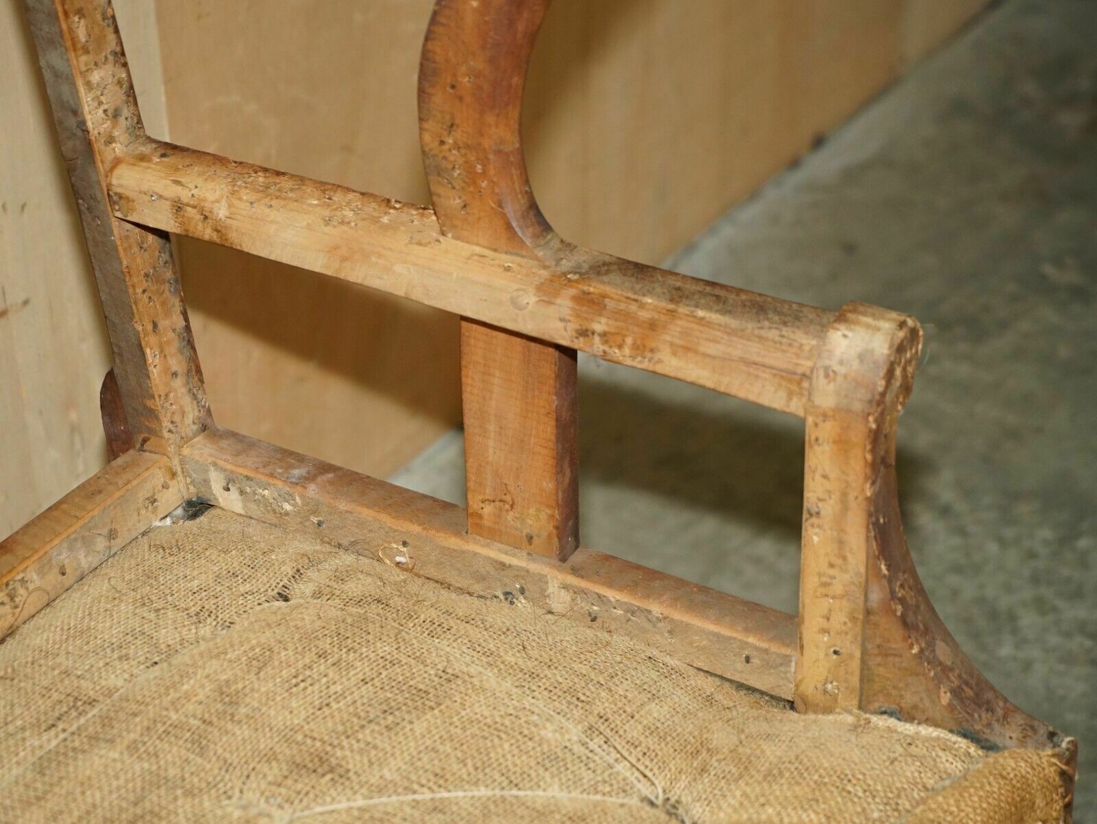 18th Century Claw & Ball Feet Carved Antique Wingback Armchair Frame photo vintage